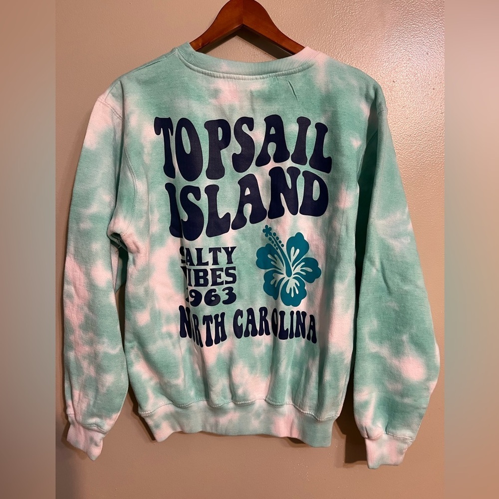 Salty Wave Collection Graphic Womens Lime Green Tie Dye Pullover Sweatshirt M